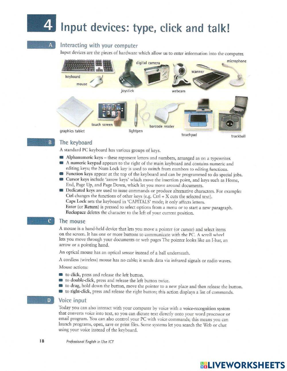 Input device online exercise for | Live Worksheets
