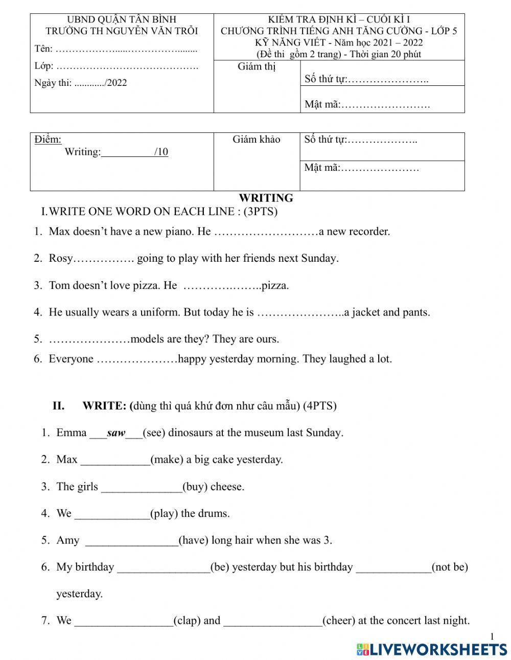 TEST - WRITING LOP5 TC HK1