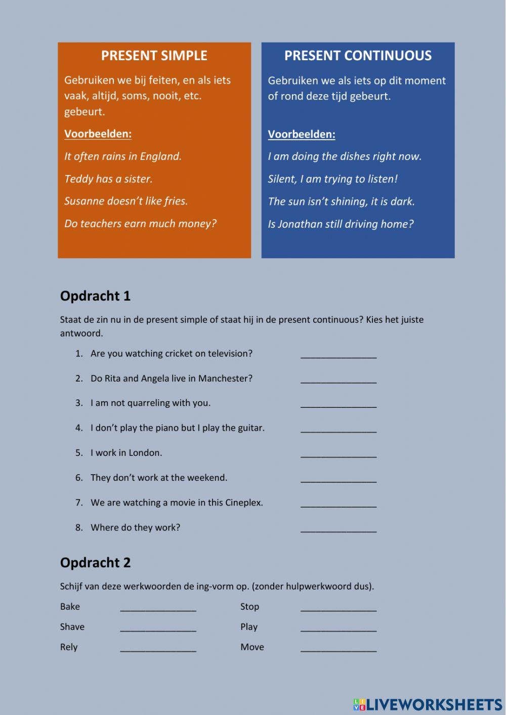 Present Simple and Present Continuous