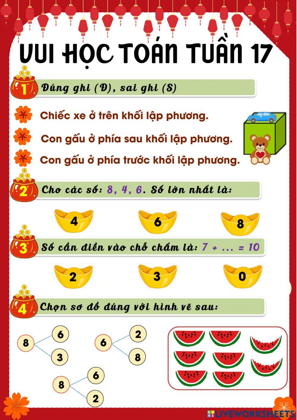 Phiếu ôn tập Toán tuần 17