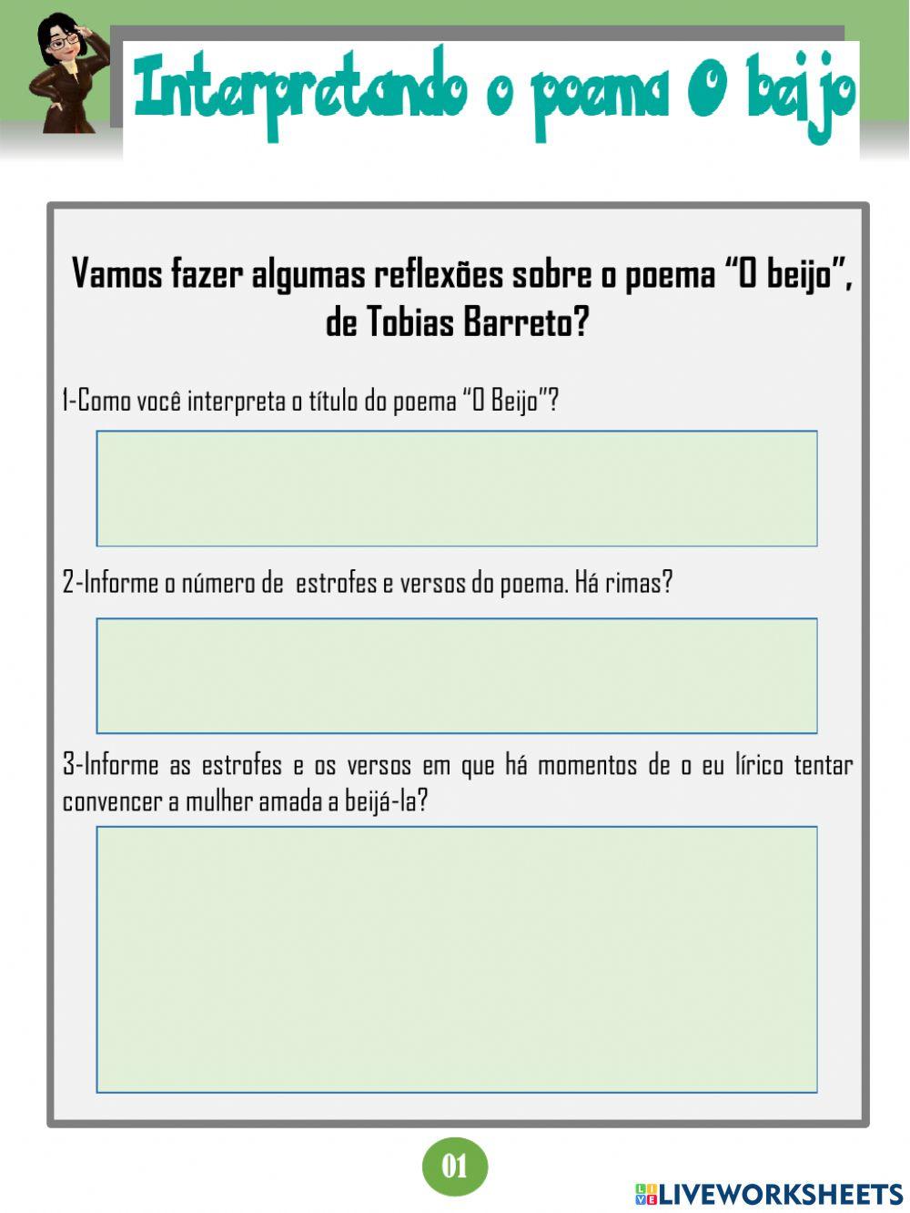 Poema O beijo, de Tobias Barreto