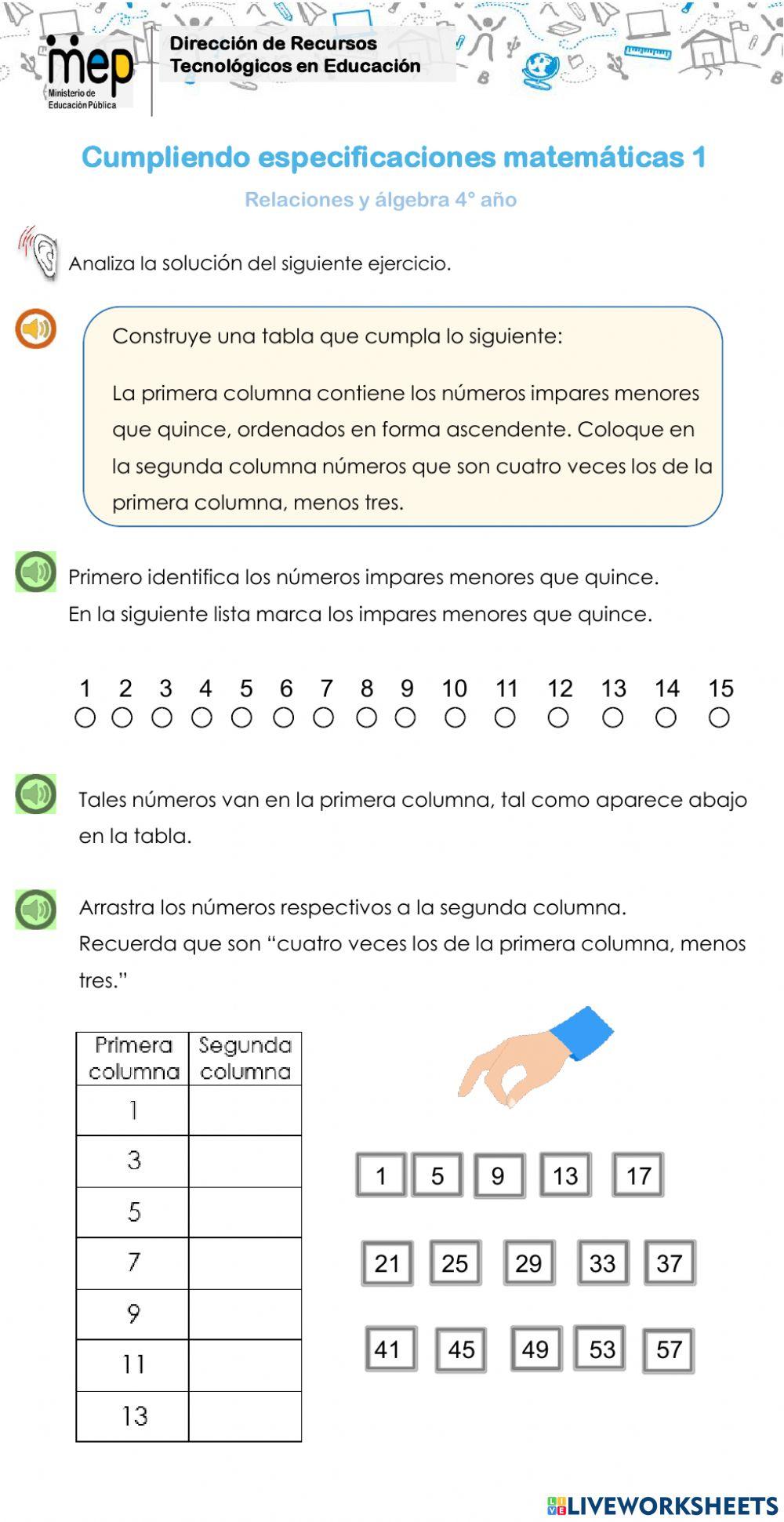 Cumpliendo especificaciones matemáticas 1