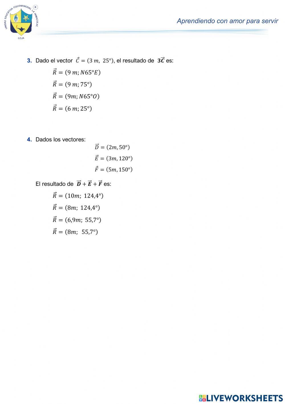 Operaciones con vectores