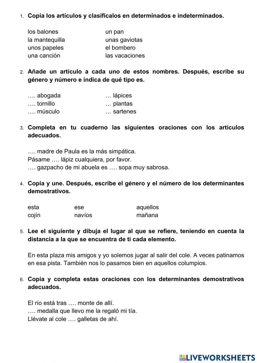 Artículos determinados y indeterminados