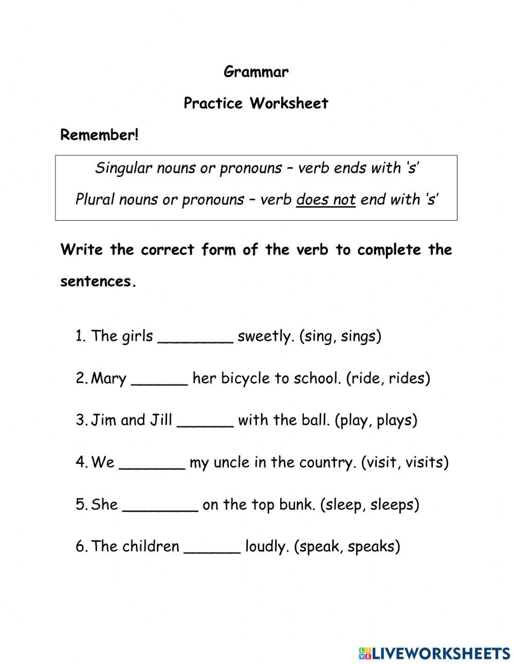 Subject- Verb Agreement