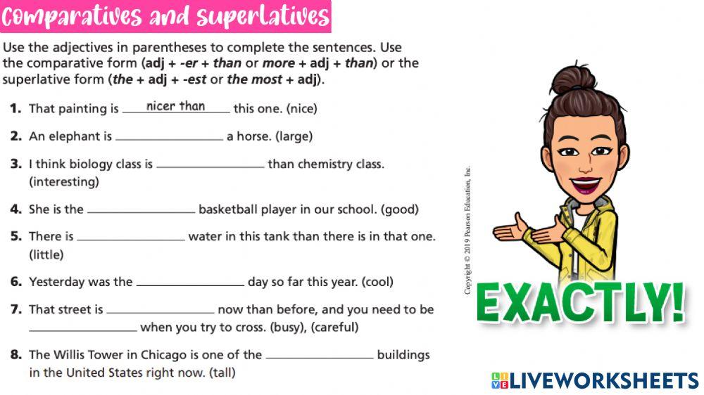 Comparative and superlative adjective
