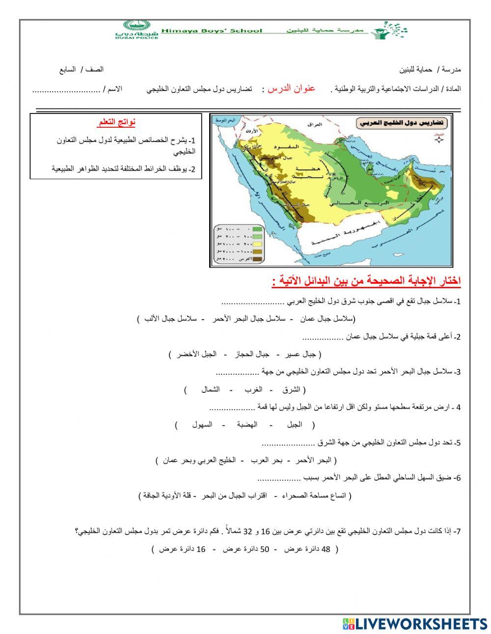 تضاريس دول مجلس التعاون الخليجي