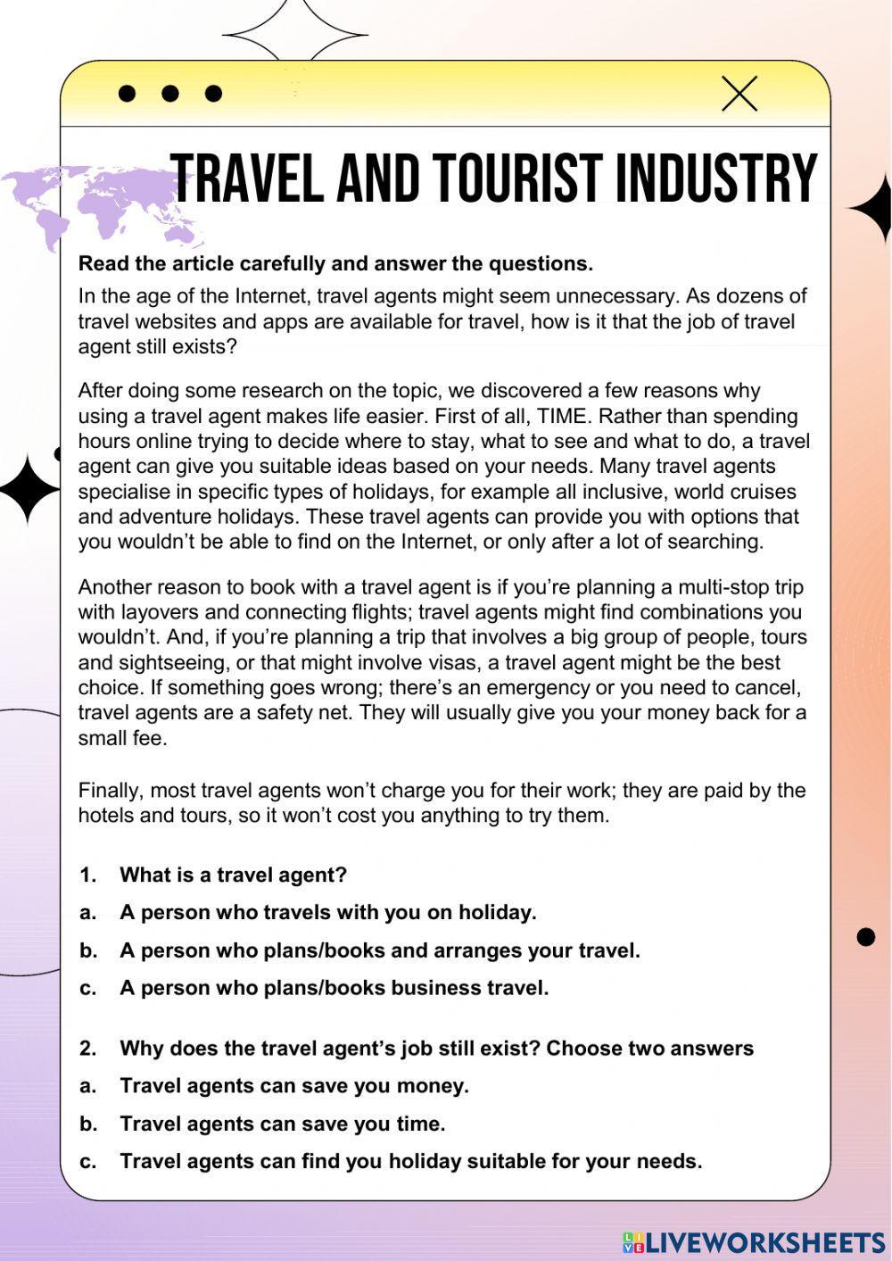 Travel and tourist industry