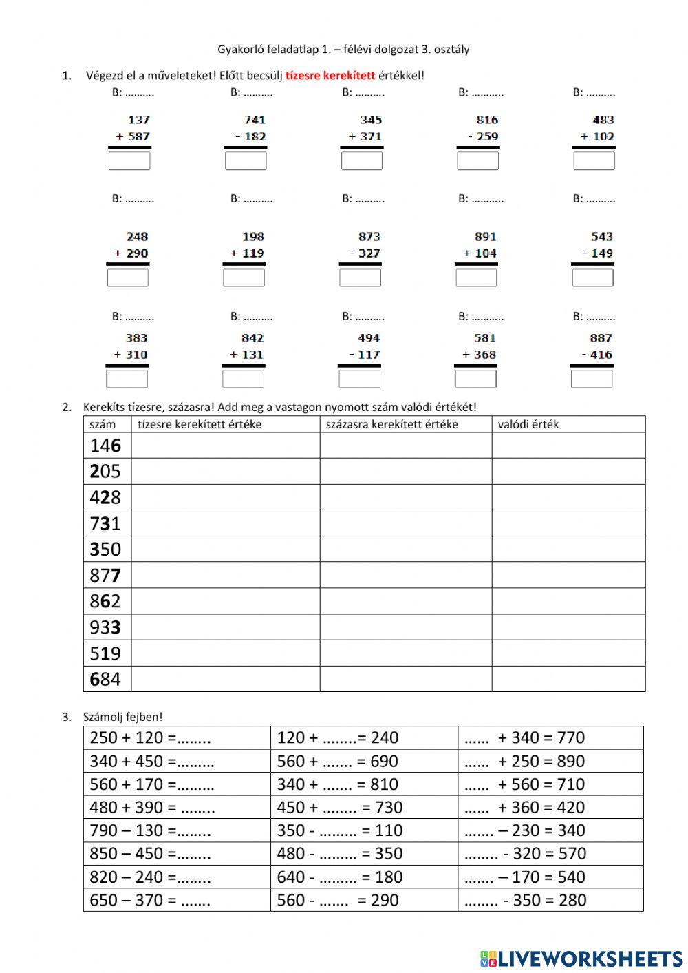 Gyakorló feladatlap