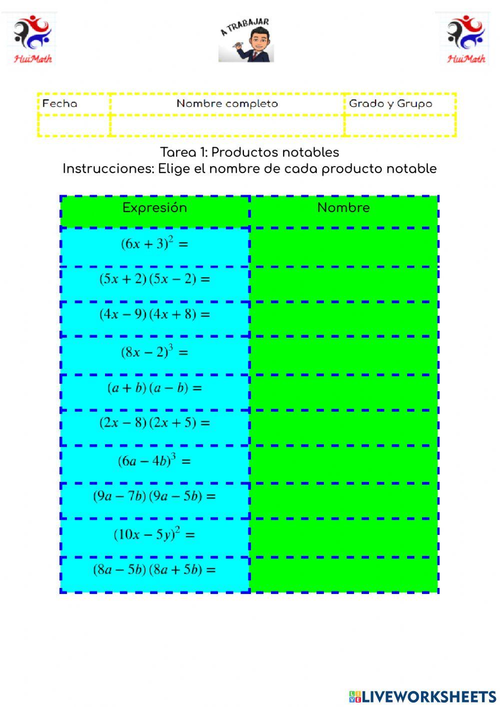 Nombre de productos notables