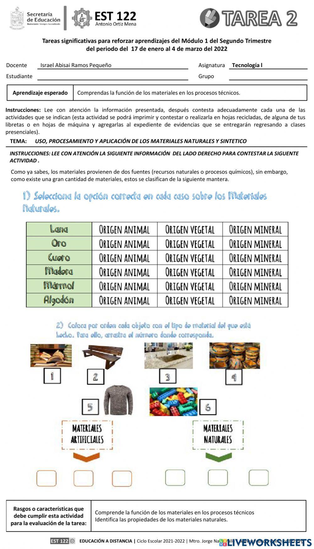 Materiales naturales y sintéticos