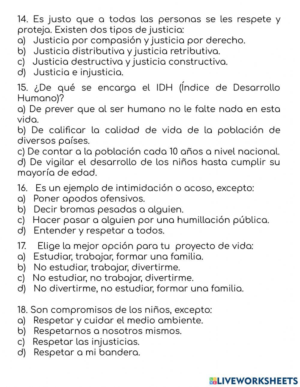 Repaso FORMACIÓN CÍVICA Y ÉTICA Primer SEMESTRE