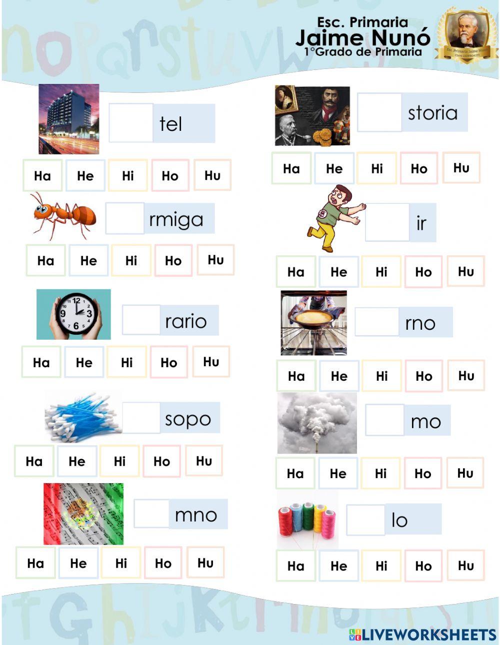 Selecciona la silaba que falta de la palabra