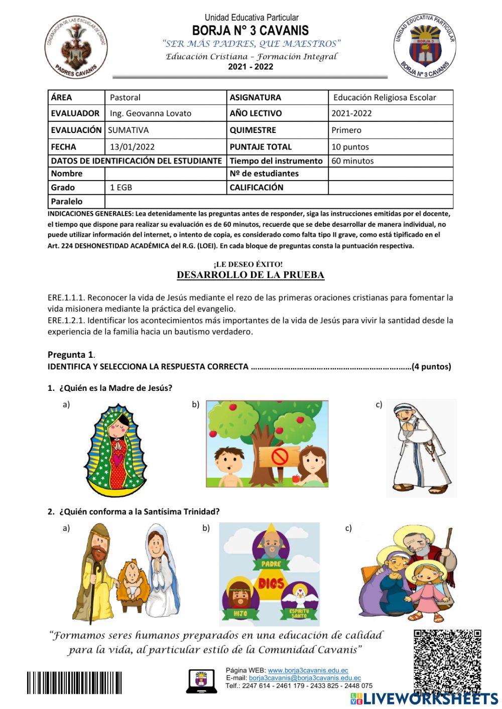 Evaluación Sumativa 1 EGB