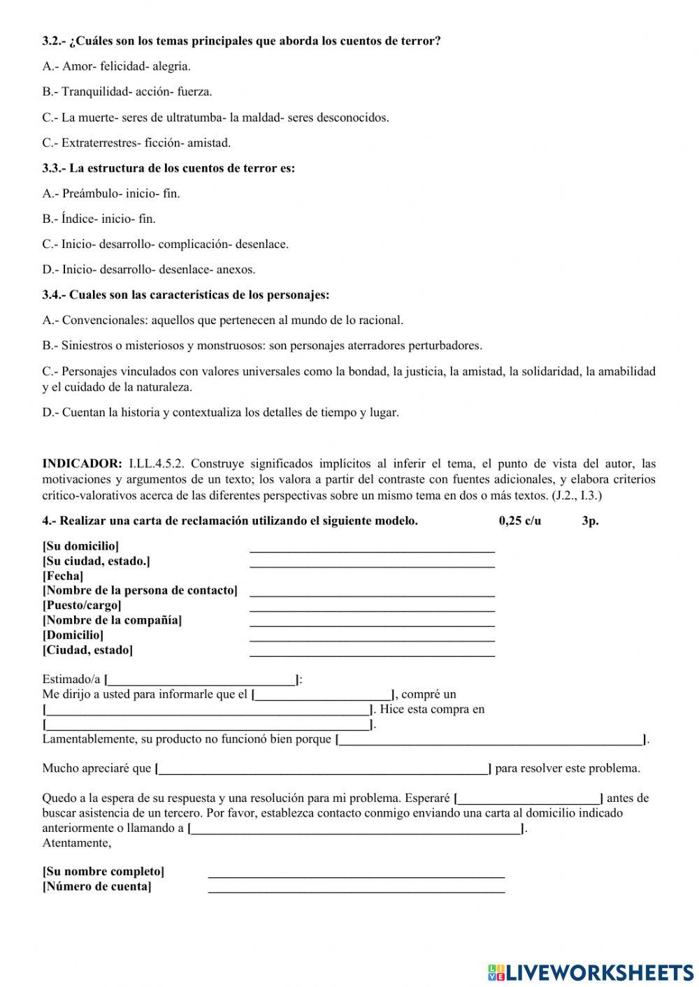 Evaluación quimestral