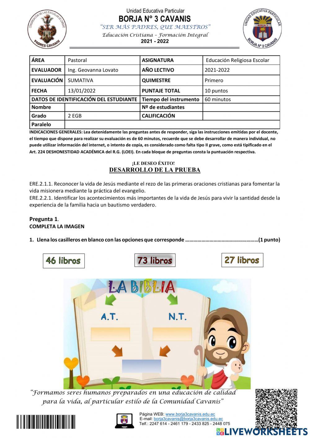 Evaluación Sumativa 2 EGB