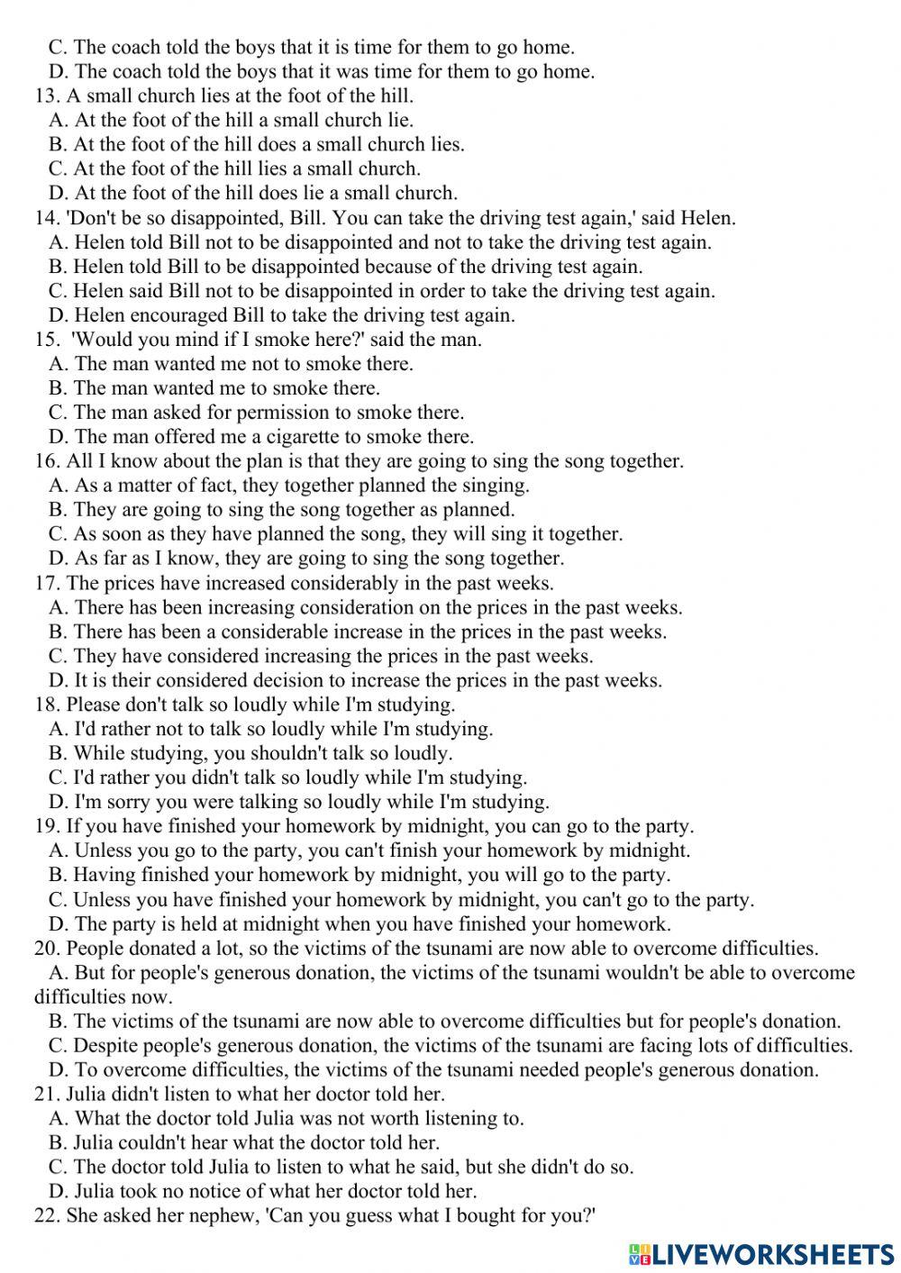 Sentence transformation