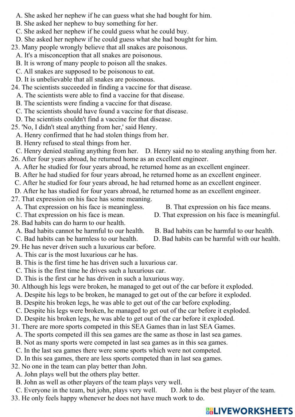 Sentence transformation