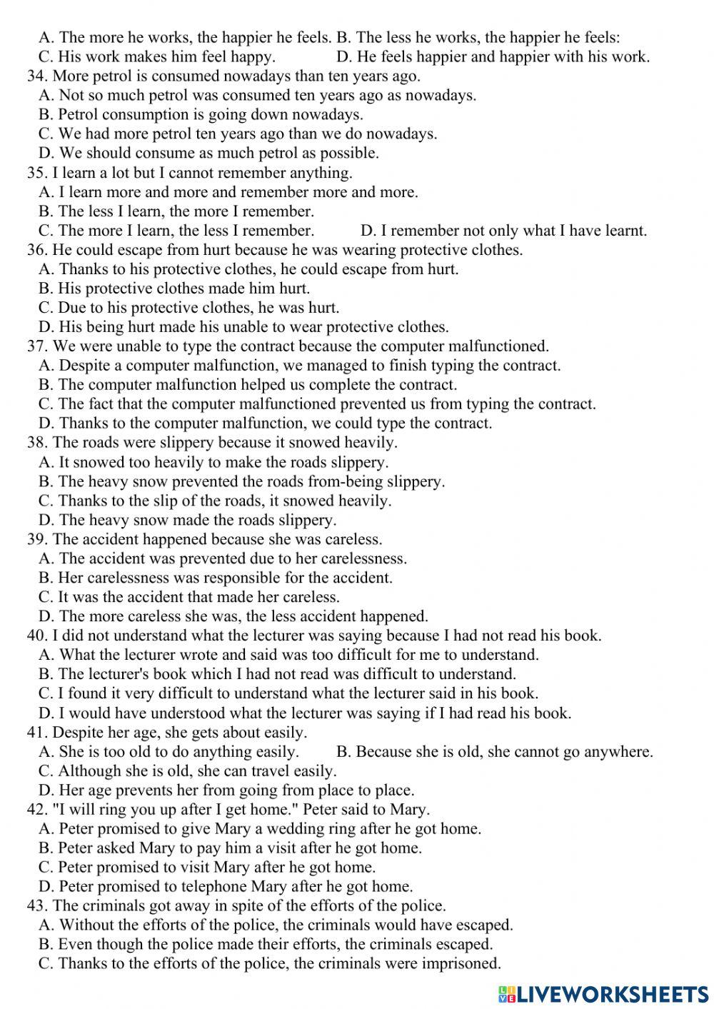 Sentence transformation