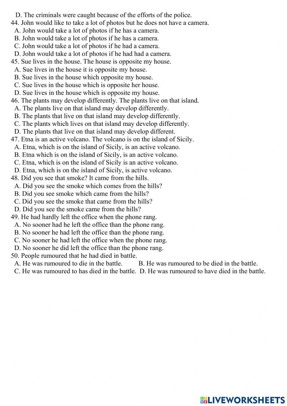 Sentence transformation