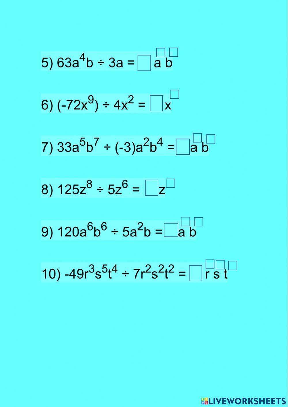 Divisiòn de monomios