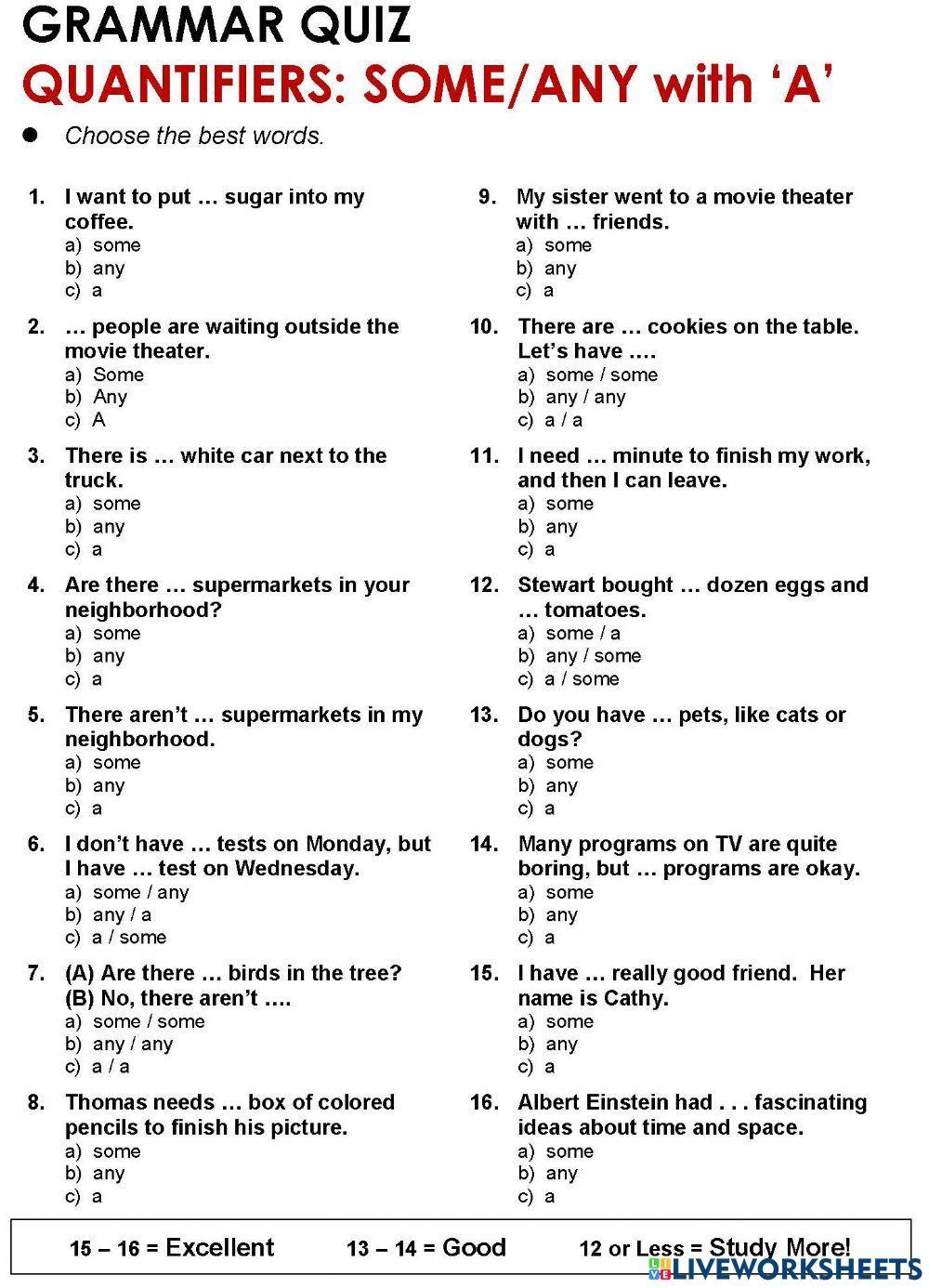 Quantifiers: Some-Any with -A-