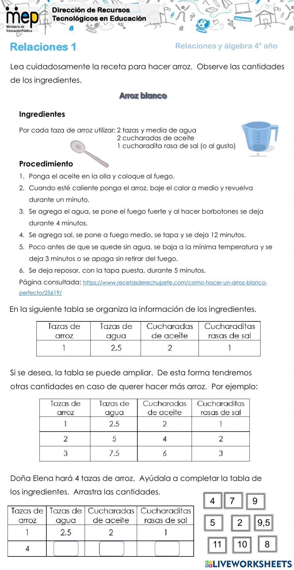 Identificar relaciones matemáticas 1