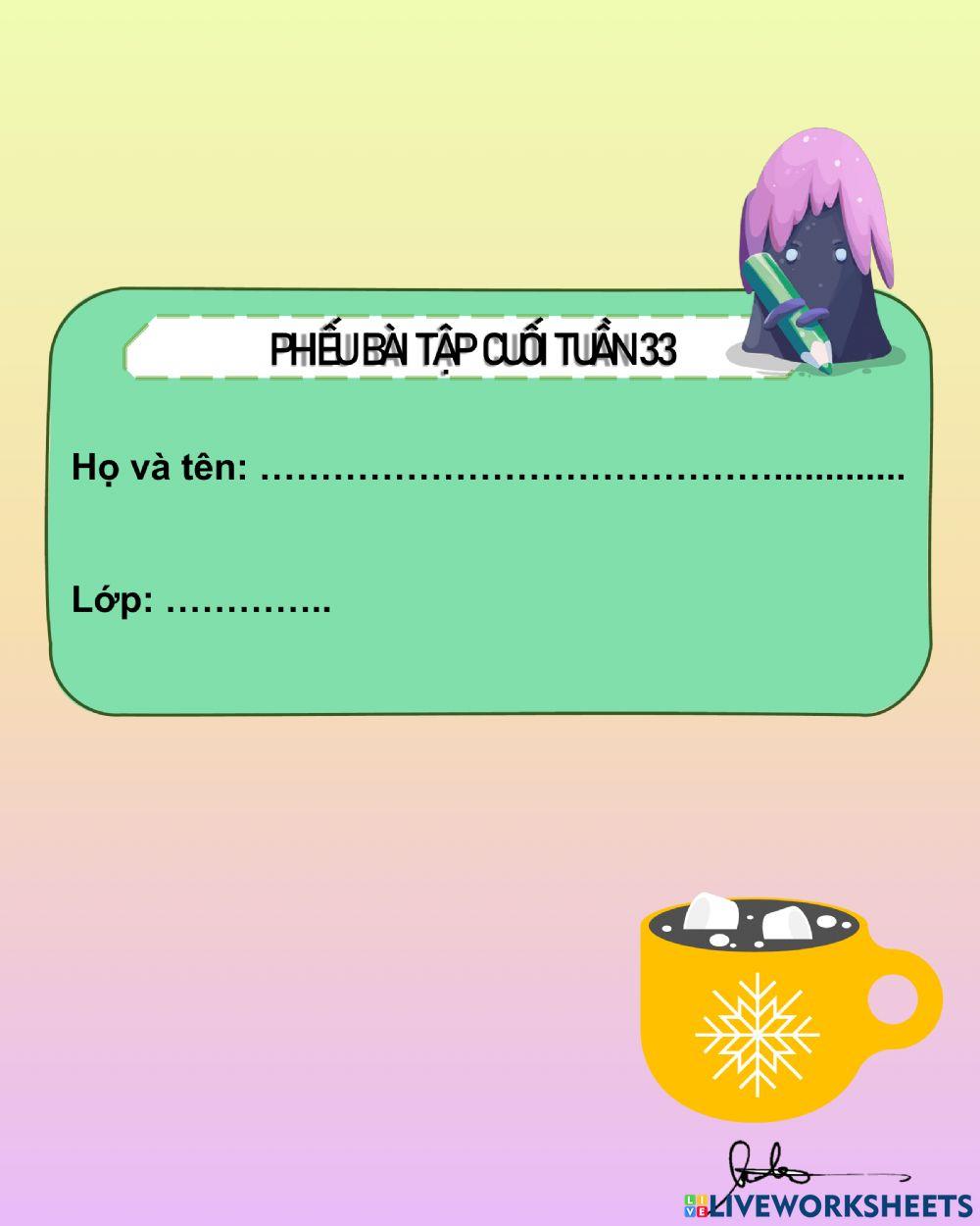 Bài tập cuối tuần lớp 3