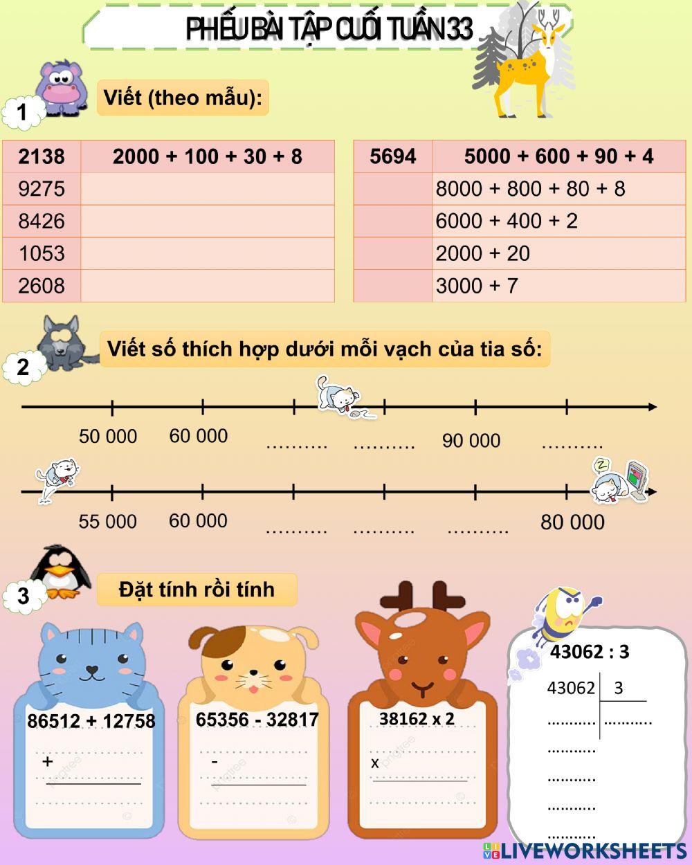 Bài tập cuối tuần lớp 3