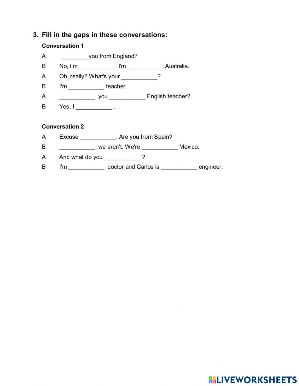 VOCAB AND GRAMMAR REVIEW UNIT 1 Meeting People