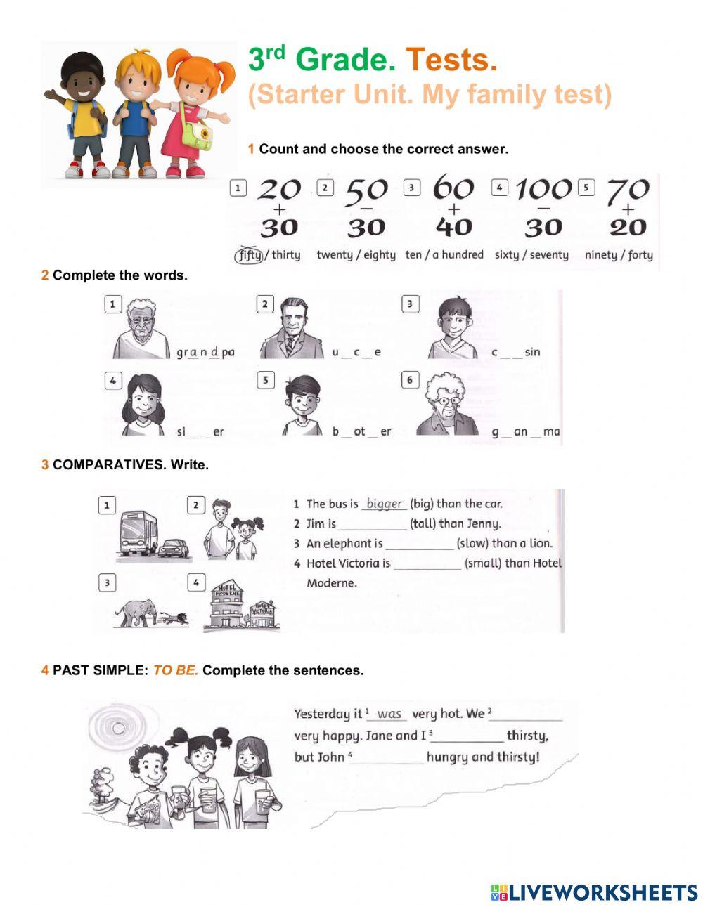 3rd grade TESTS Free Interactive Worksheets 1789275