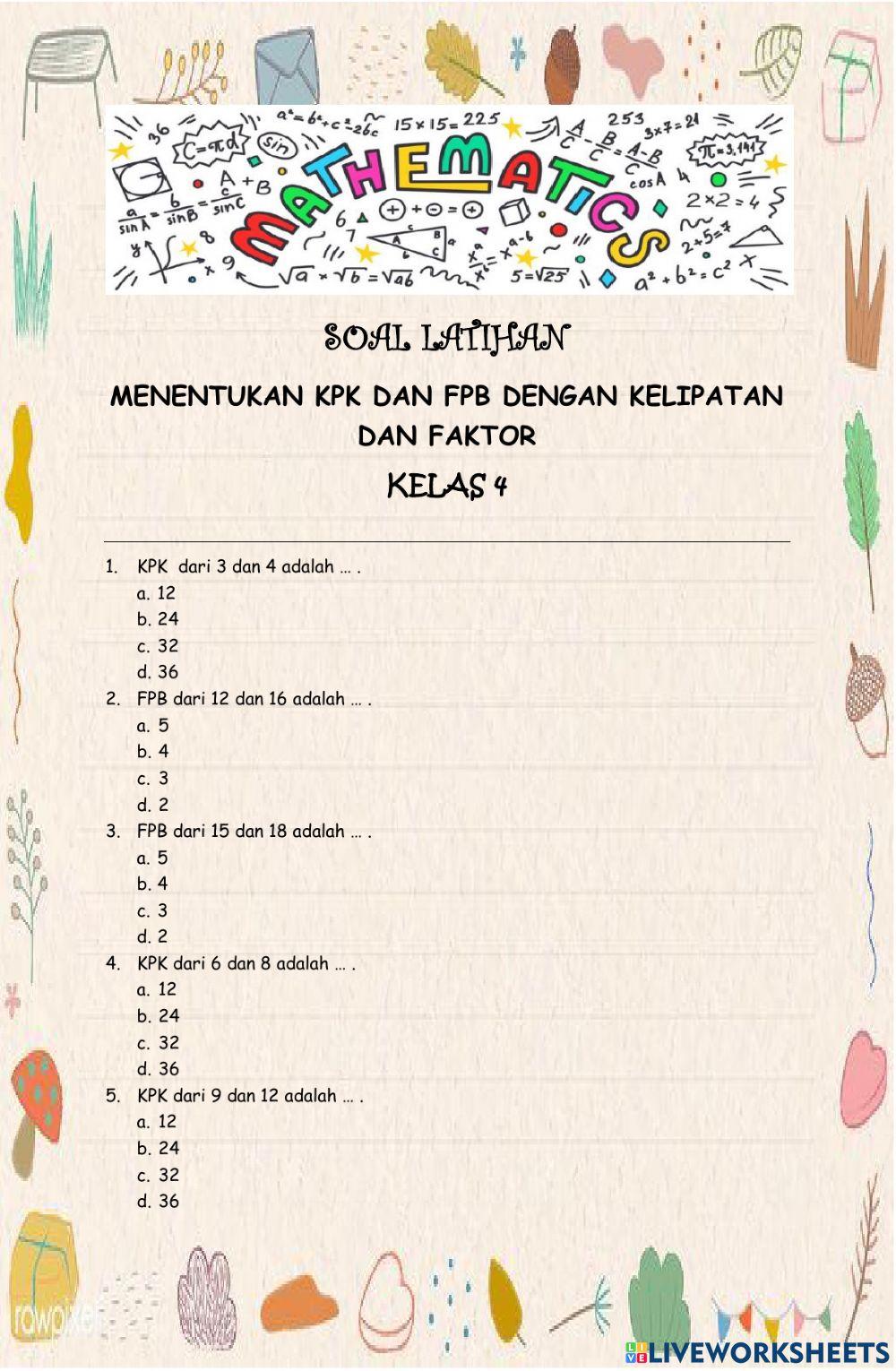 Kpk dan fpb online pdf exercise live worksheets