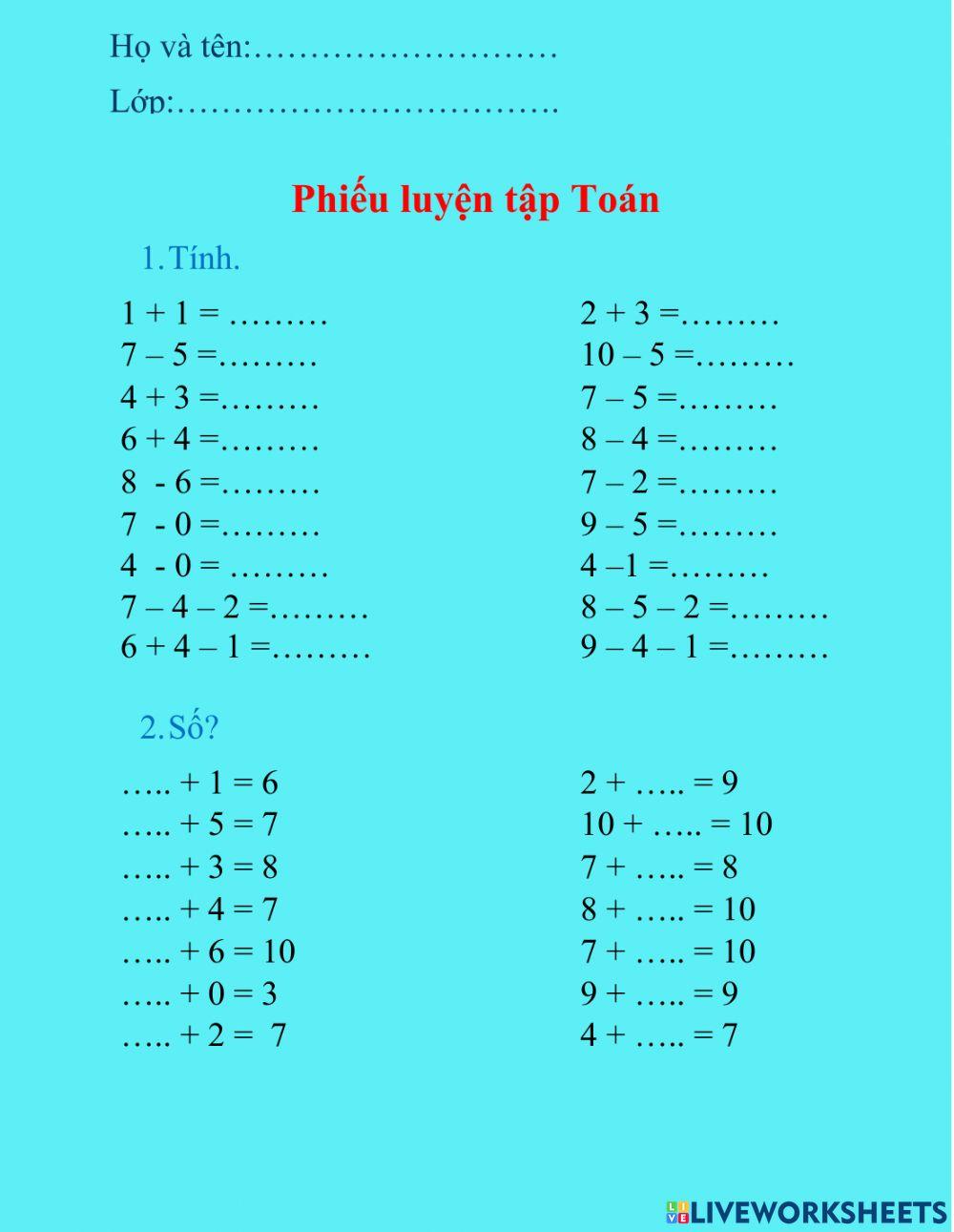 Phiếu luyện tập Toán 12.1