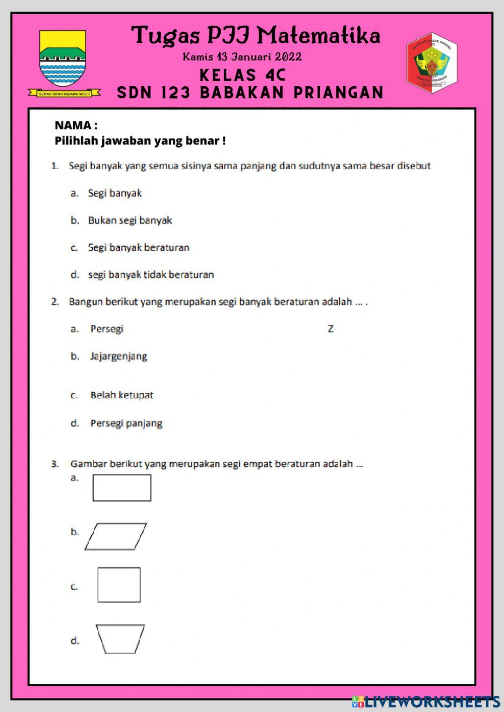 LATIHAN SOAL Segi banyak