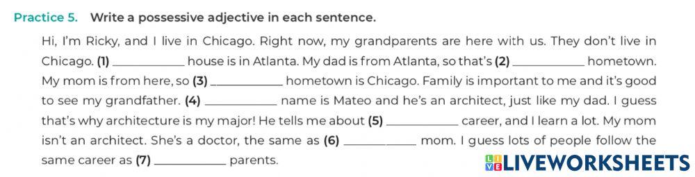 Possessive adjectives