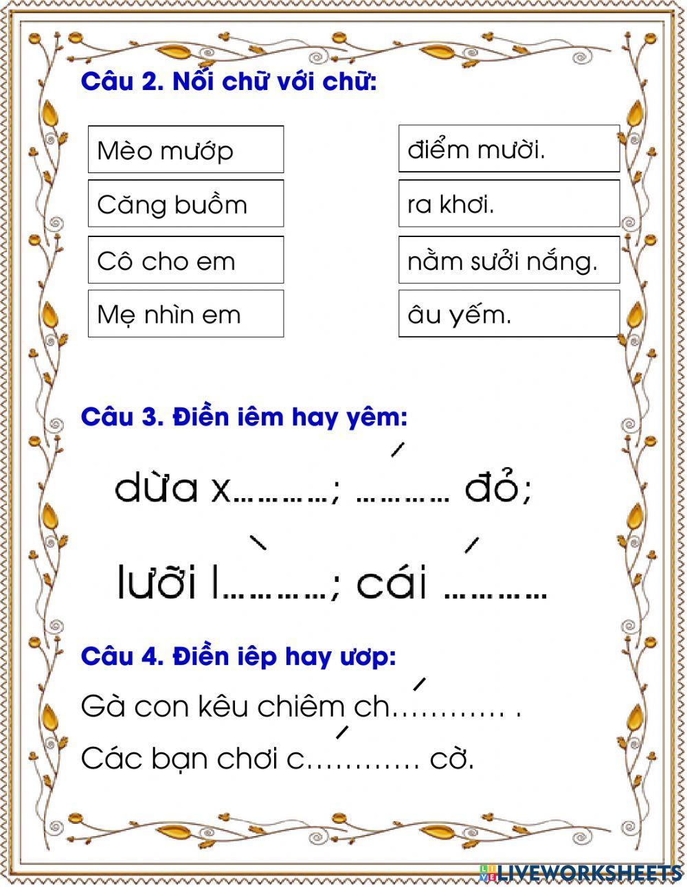 Iêm, yêm, uôm, ươm, iêp, ươp