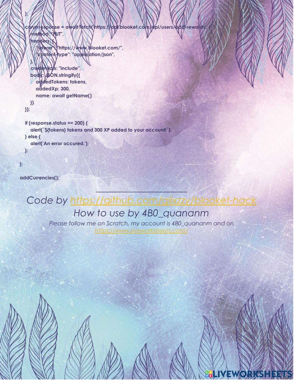 Blooket Coin Hack worksheet Live Worksheets