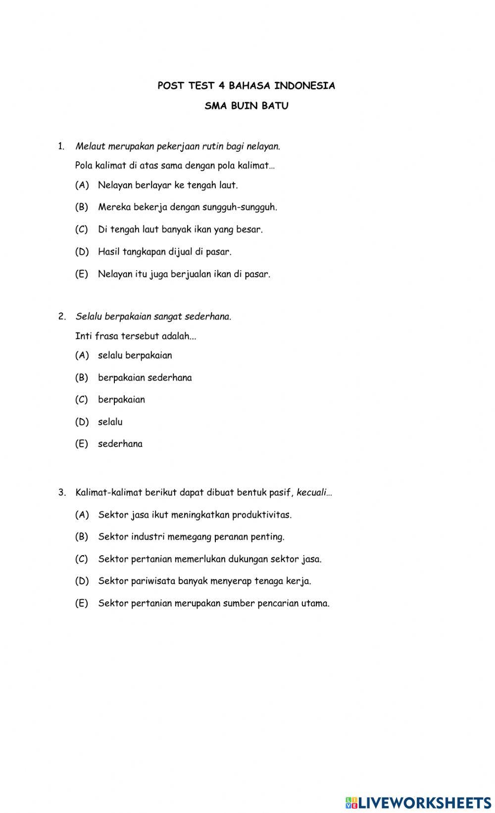 Post Test 4 Bahasa Idonesia