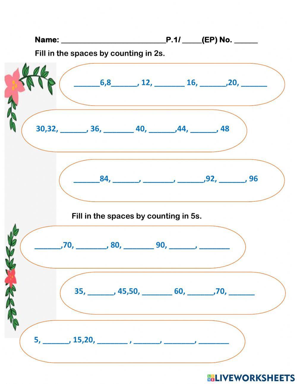 Counting Numbers in 2s and 5s