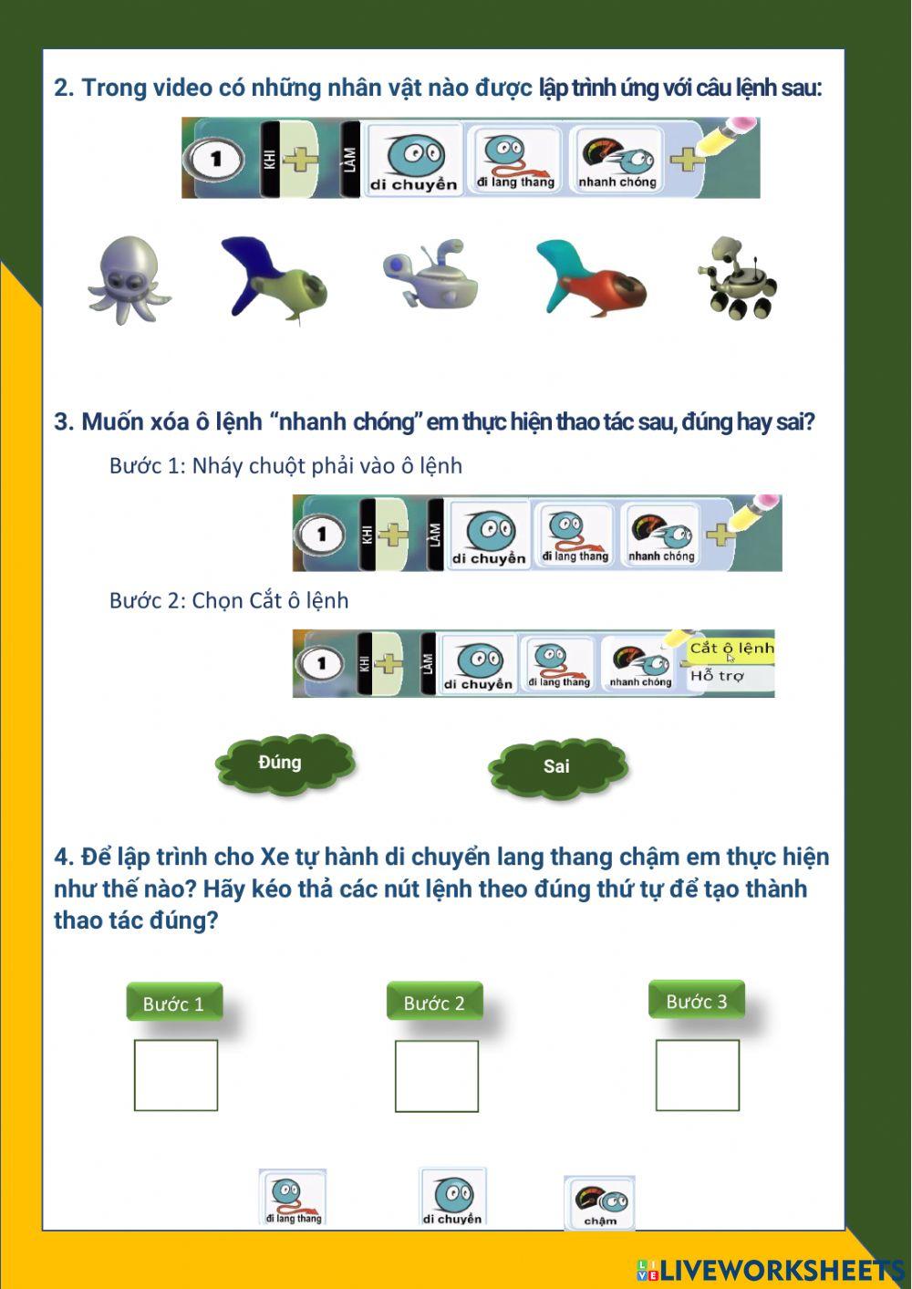 Tin học lớp 1-Tuần 20-Bài 5: Lập trình điều khiển nhân vật (tiết 2)