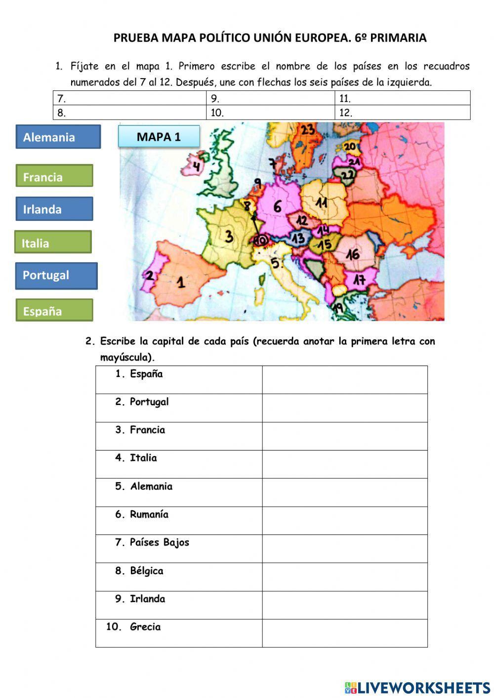 Mapa político unión europea