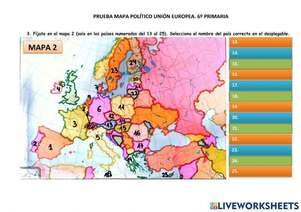 Mapa político unión europea