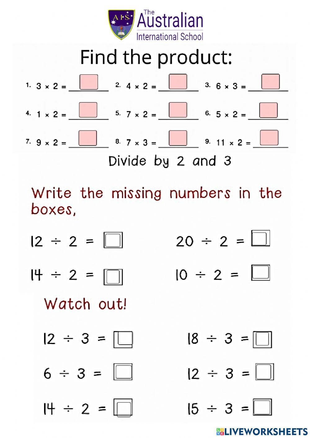 Multpying and Dividing by 2 and 3 Multpying and Dividing by 2 and 3