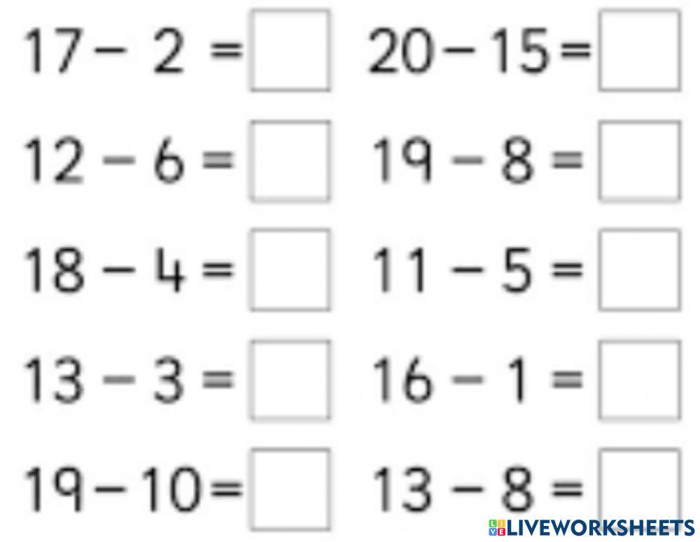 subtraction 2672200 | abrennan17 | Live Worksheets