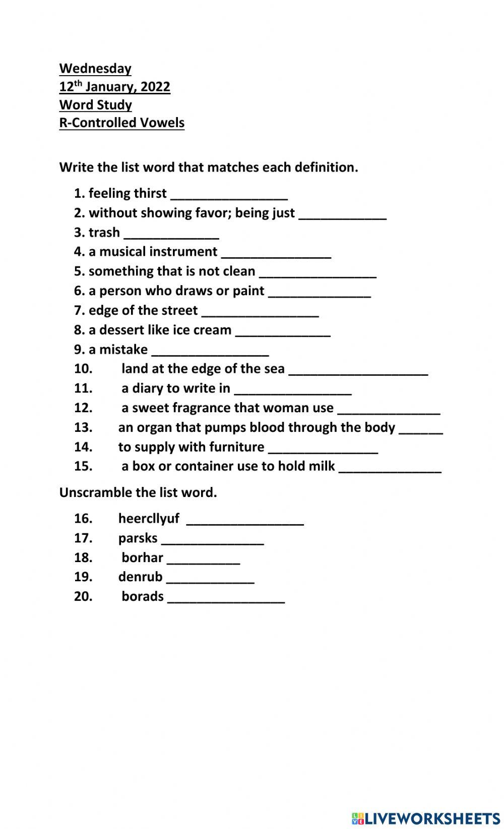 R controlled word study