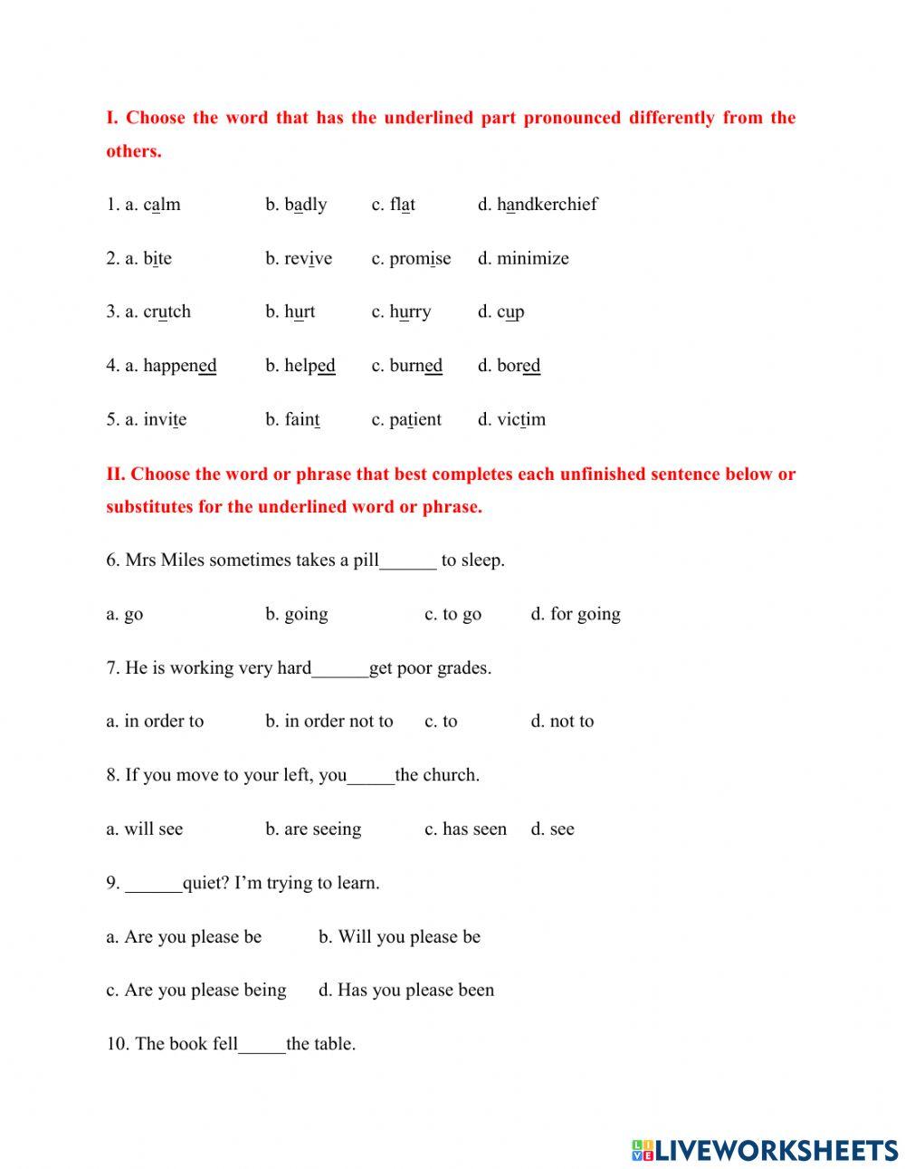 Grade 8 worksheet free exercise Live Worksheets