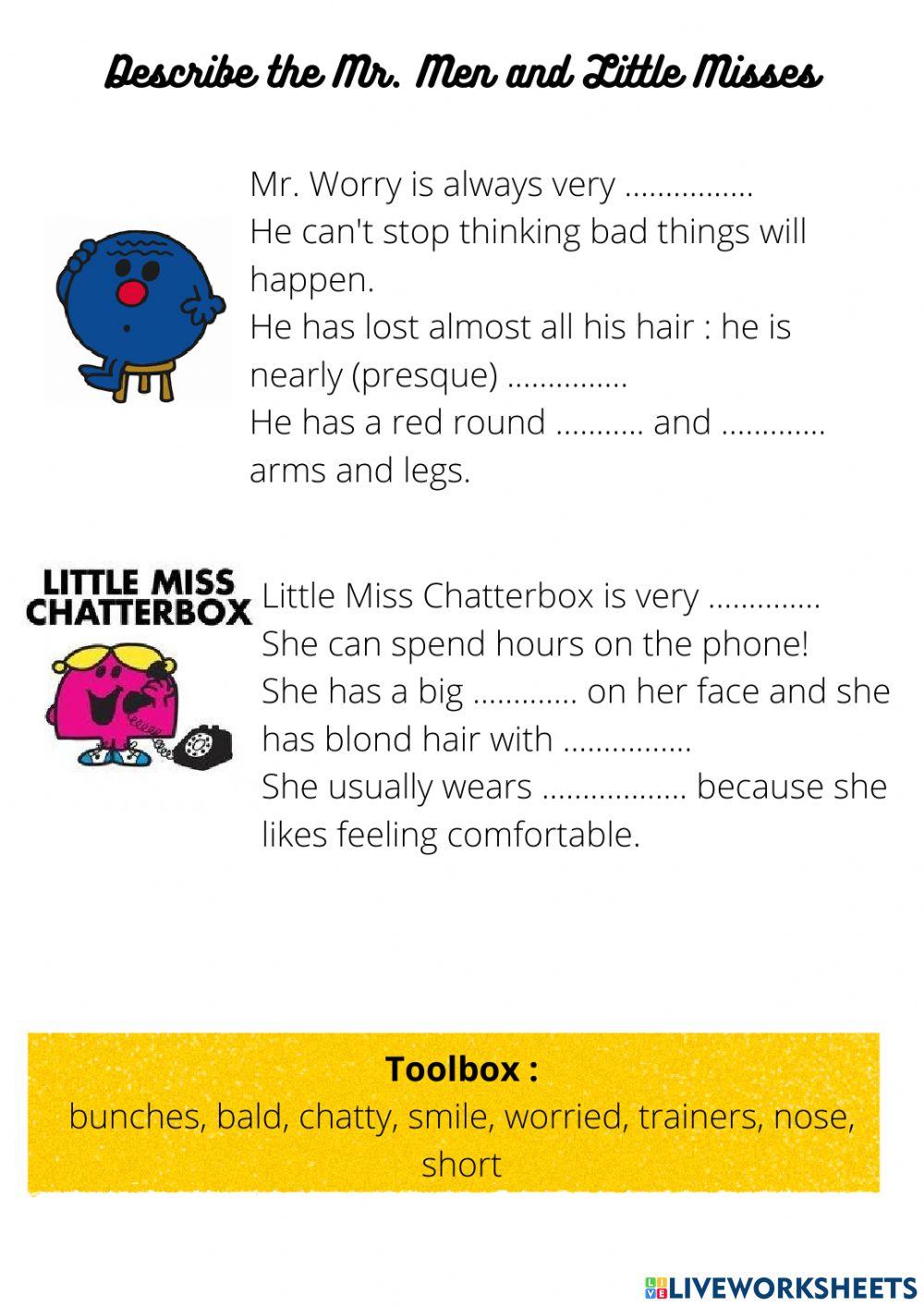 Describe Mr. Men and little Misses
