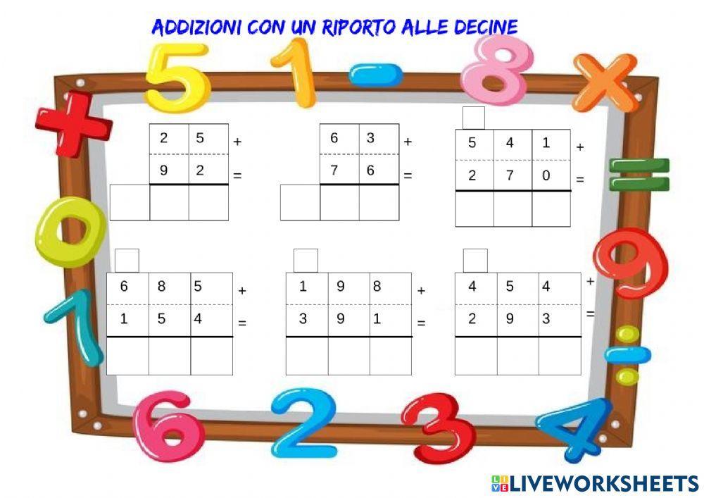 Addizioni con un riporto alle decine