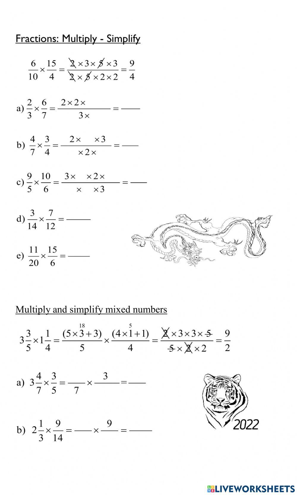 Fractions: Multiply and simplify 02