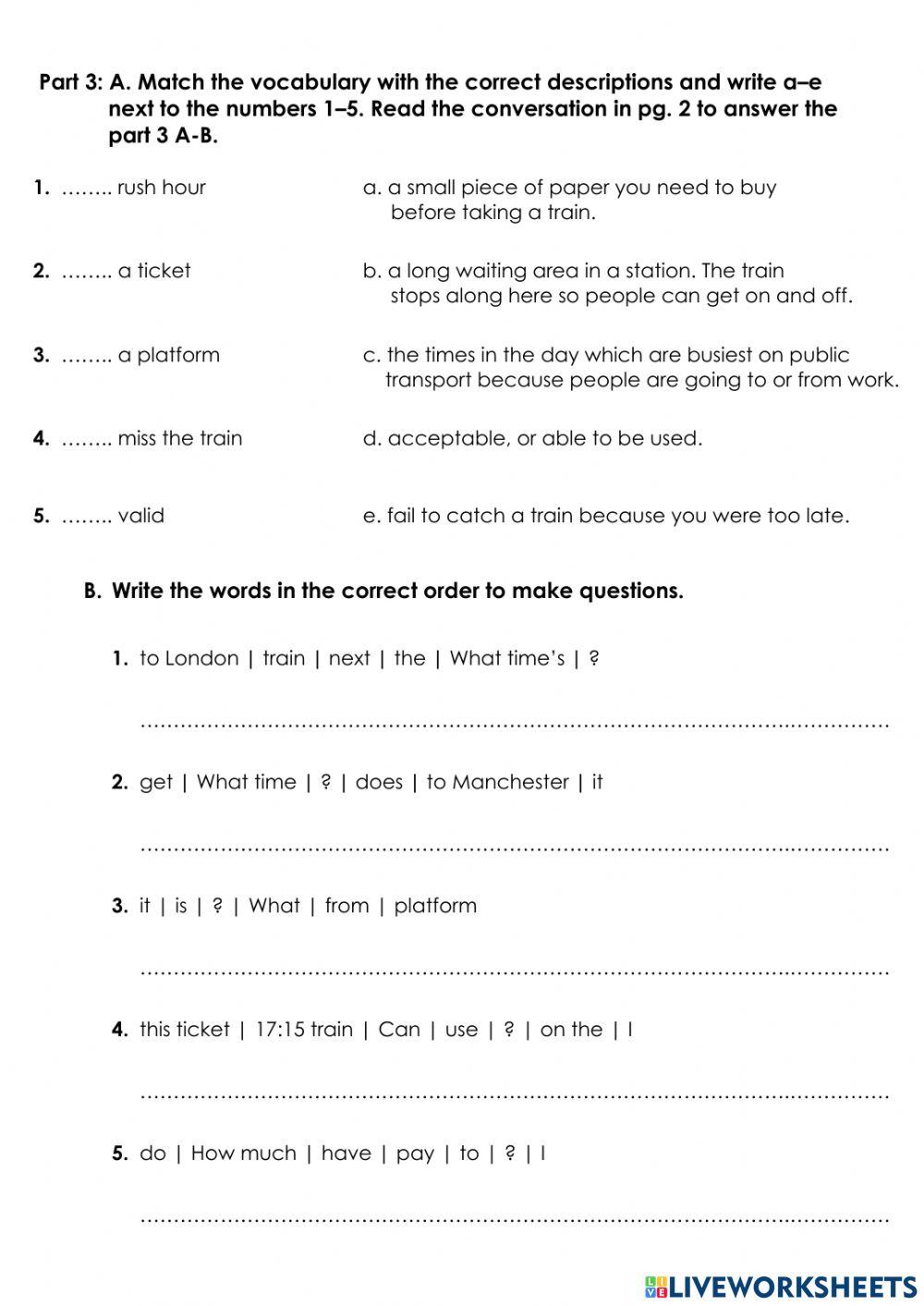 Mathayom 3 conversation midterm exam 2nd sem 2021